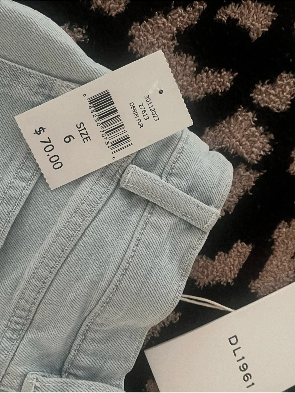 NWT DL1961 Girls Jenny Denim Fur Mini Skirt in Blue Size 6